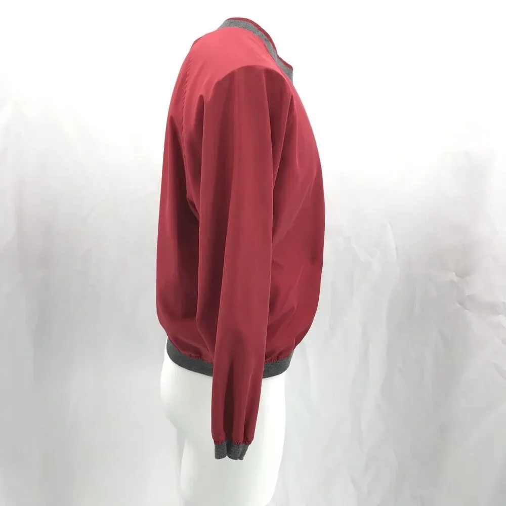 Ashworth Men's V-Neck Pullover Windbreaker Jacket Size Medium Burgundy Made USA